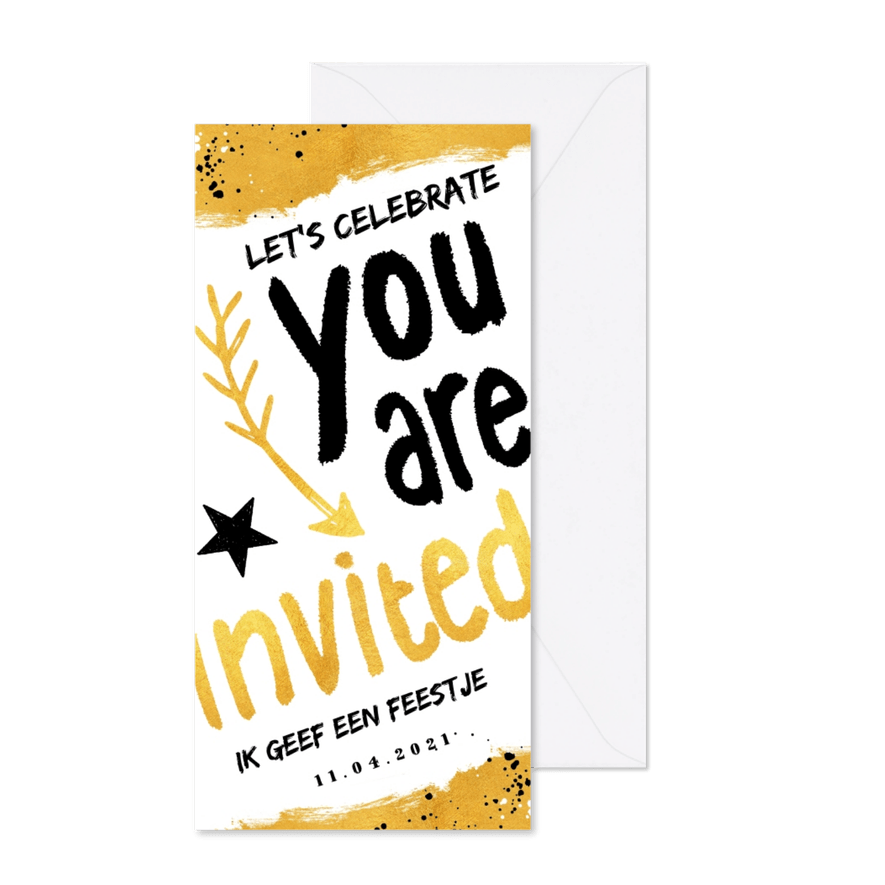 Uitnodiging hip en feestelijk voor een feestje - Kaartimpressie