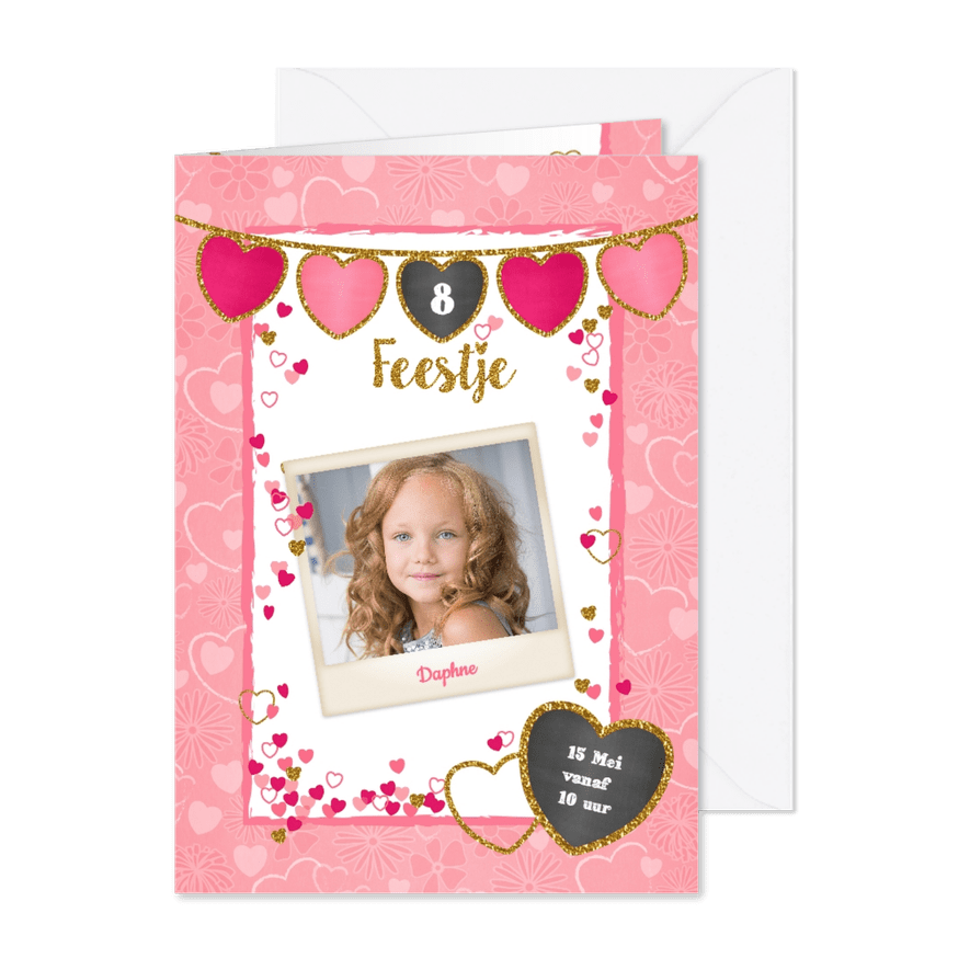 Uitnodiging hip lief en glitter - Kaartimpressie