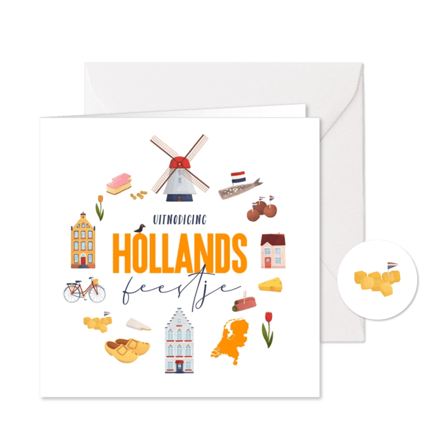 Uitnodiging Hollands feestje thema molen borrel - Kaartimpressie