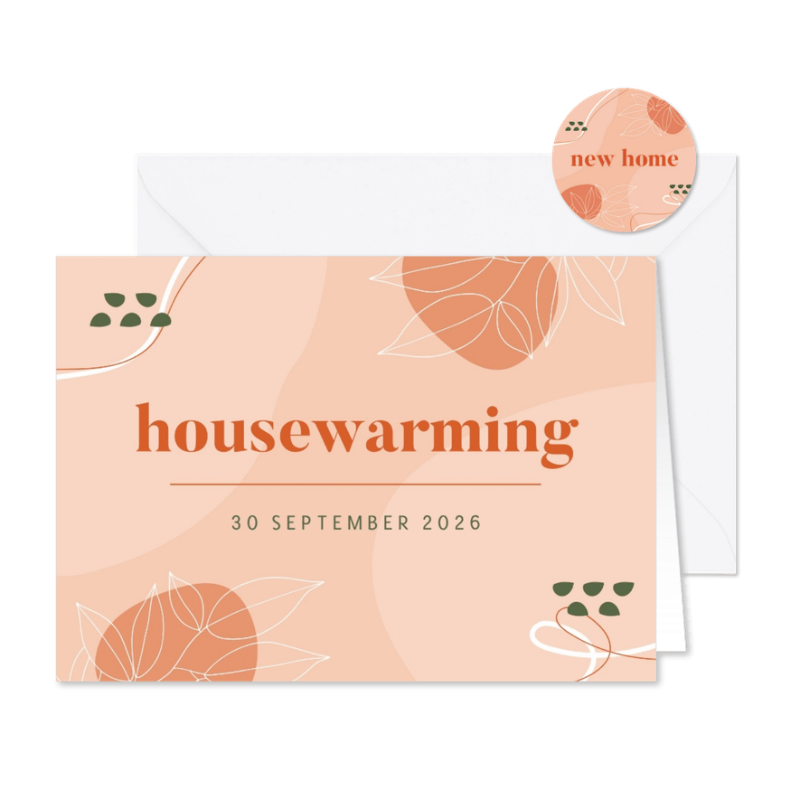 Uitnodiging housewarming abstract - Kaartimpressie