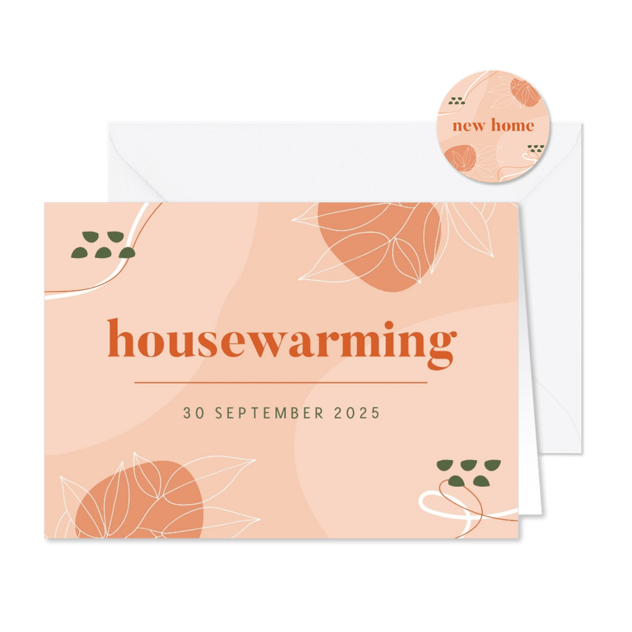 Uitnodiging housewarming abstract - Kaartimpressie