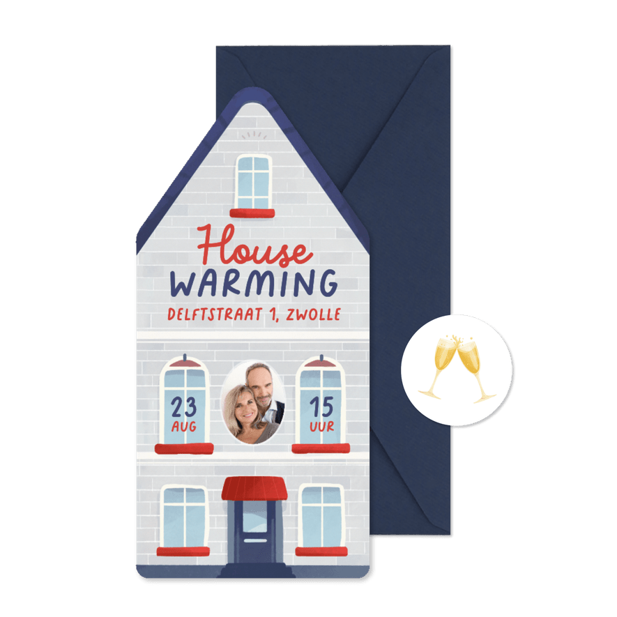 Uitnodiging housewarming Hollands huisje nieuwe woning - Kaartimpressie
