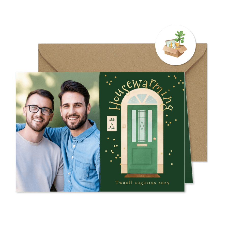 Uitnodiging housewarming nieuwe woning voordeur foto feestje - Kaartimpressie