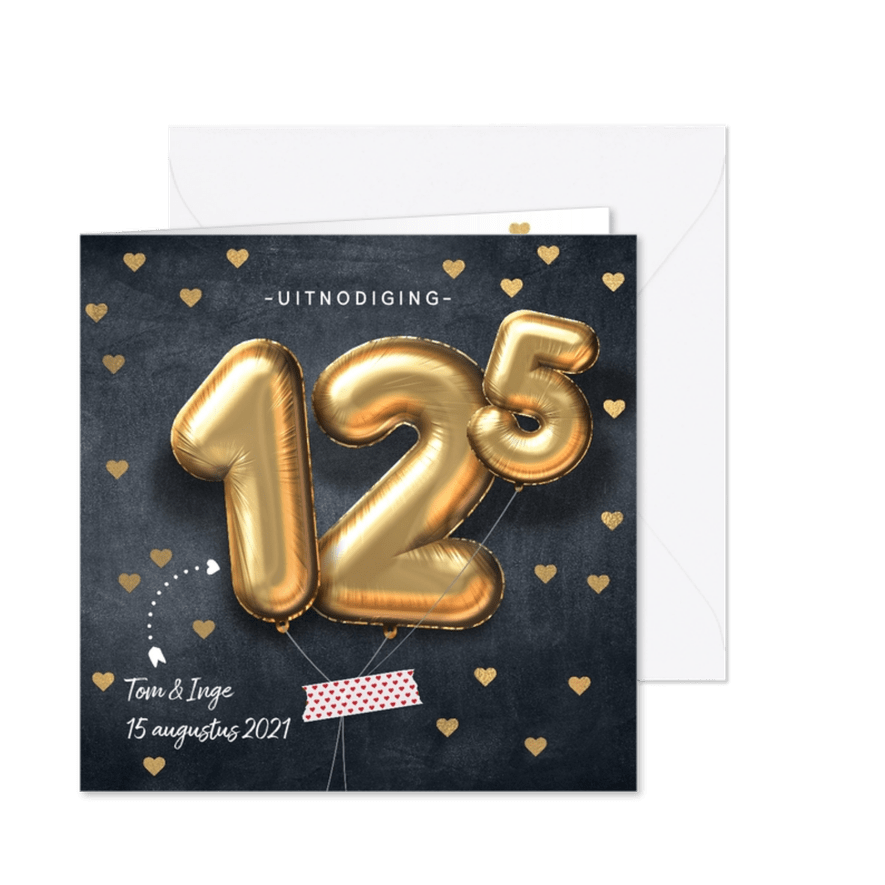 Uitnodiging huwelijk 12,5 jaar ballon - Kaartimpressie