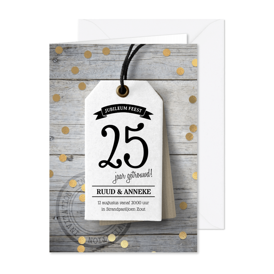 Uitnodiging Huwelijks jubileum label - Kaartimpressie