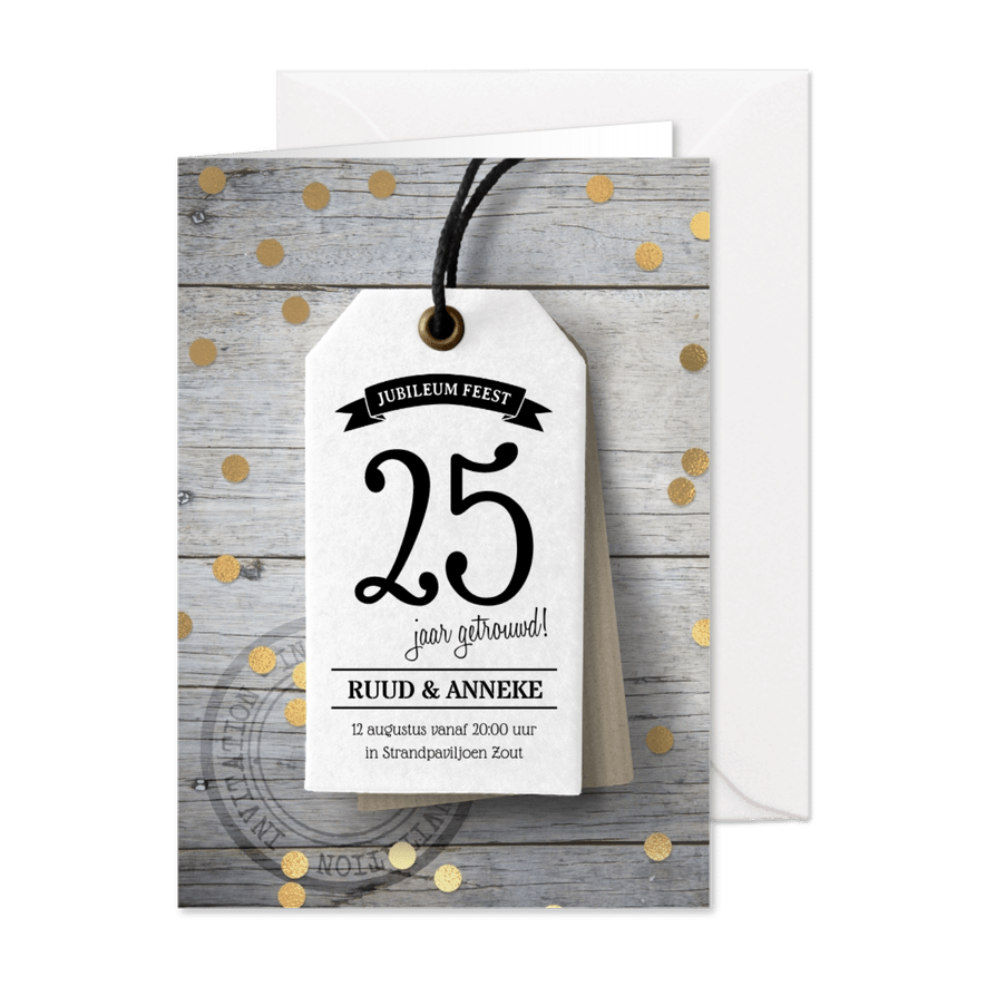 Uitnodiging Huwelijks jubileum label - Kaartimpressie