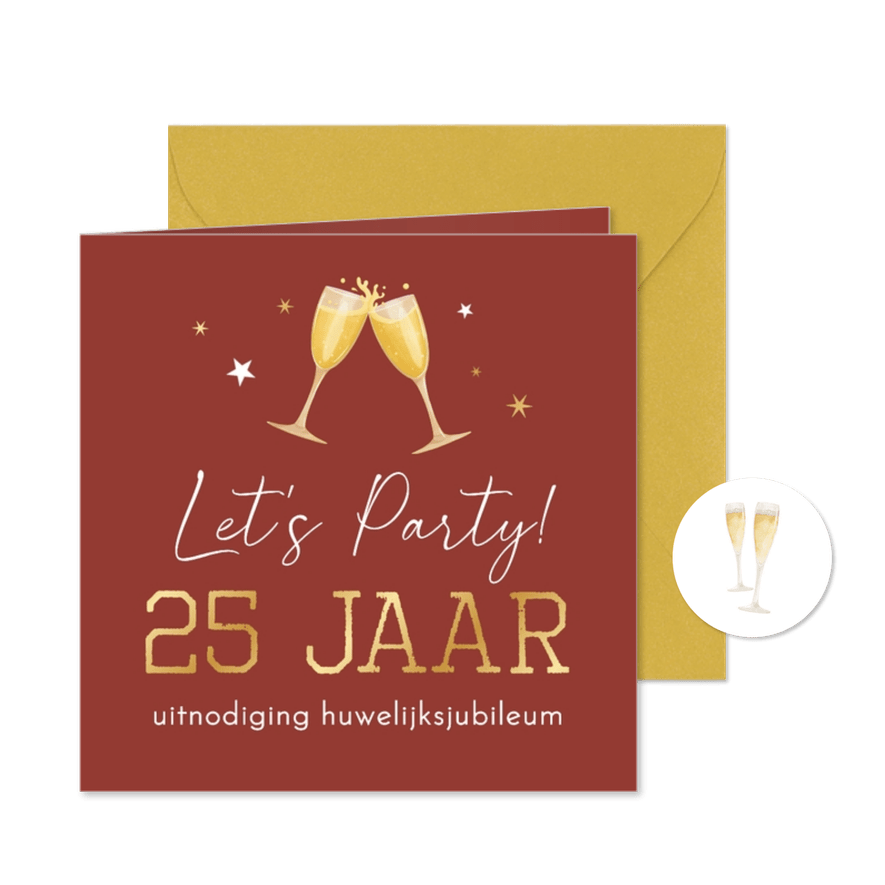 Uitnodiging huwelijksjubileumfeest champagne 25 jaar - Kaartimpressie