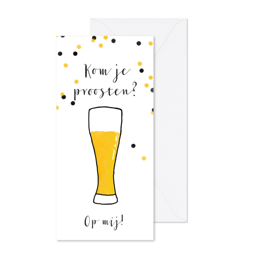 Uitnodiging illustratie bier proost confetti - Kaartimpressie