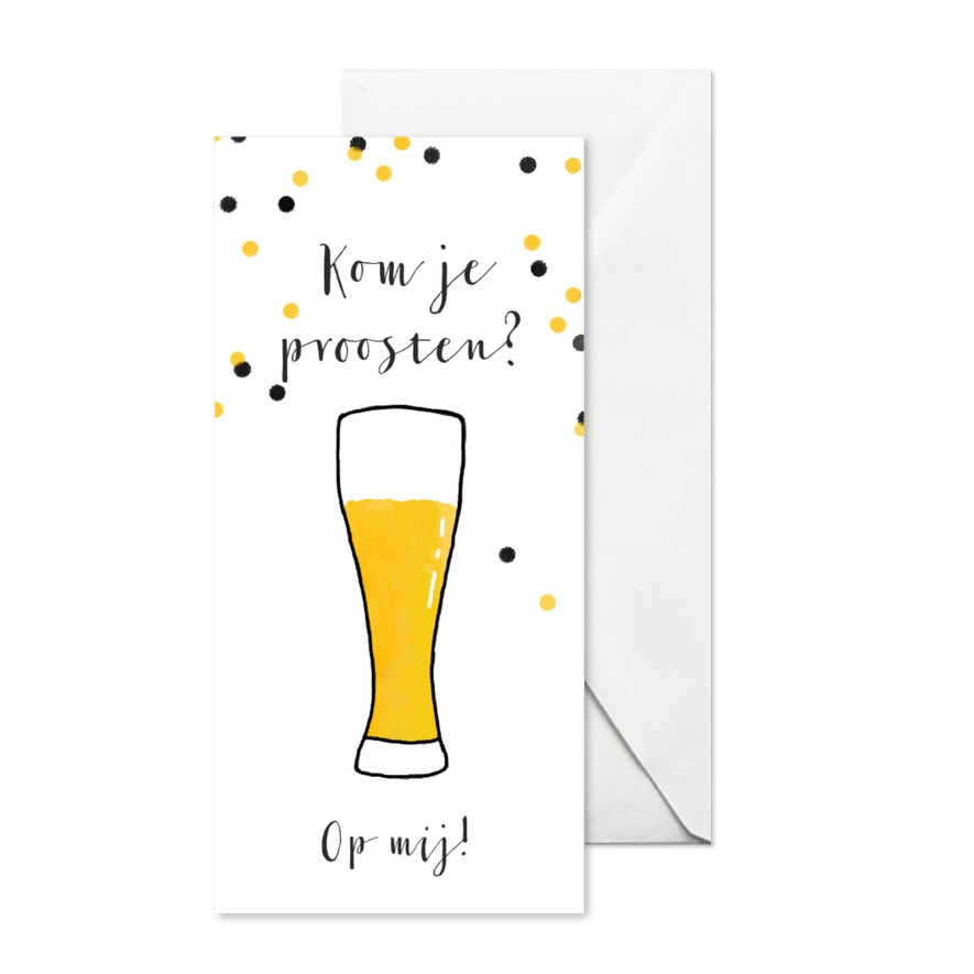 Uitnodiging illustratie bier proost confetti - Kaartimpressie