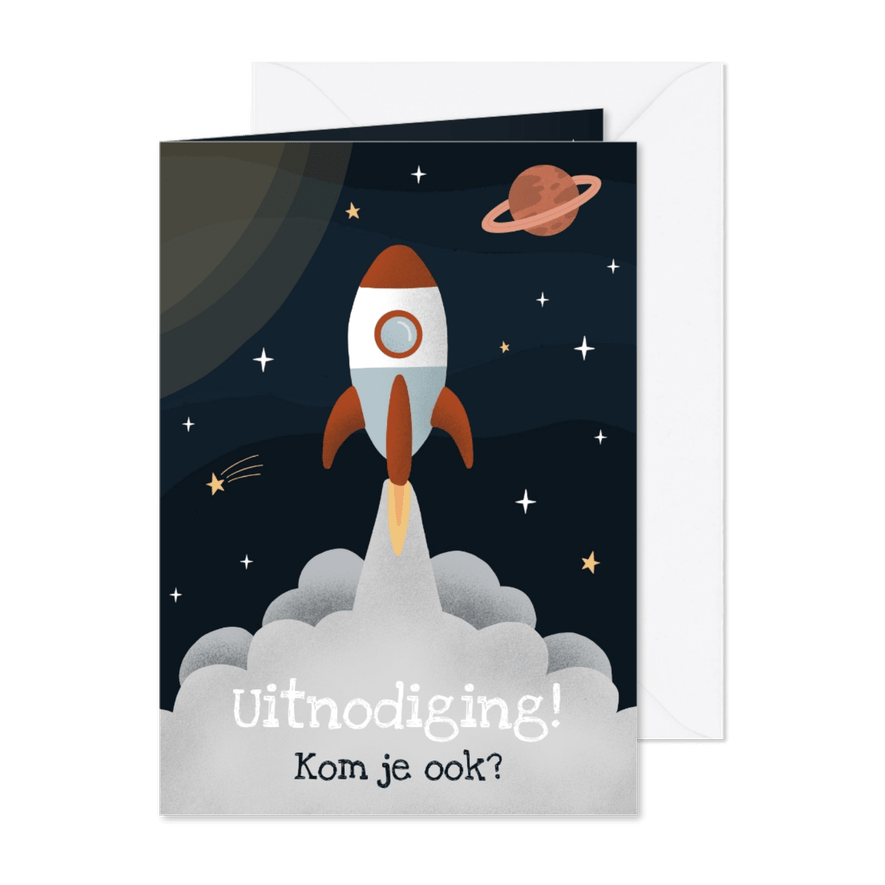 Uitnodiging in de ruimte thema - Kaartimpressie