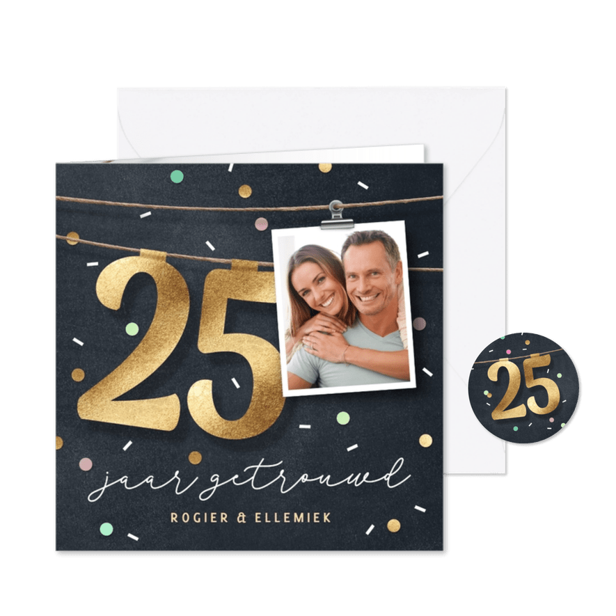 Uitnodiging jubileum 25 jaar vrolijk koord cijfers - Kaartimpressie