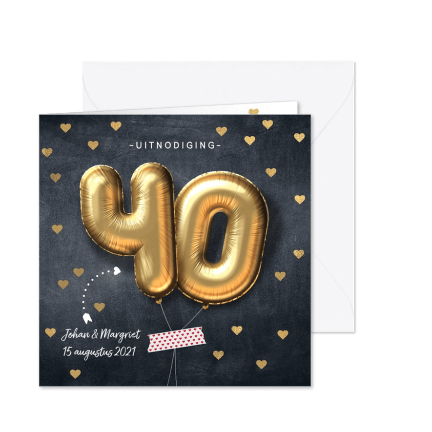Uitnodiging jubileum 40 jaar ballon - Kaartimpressie