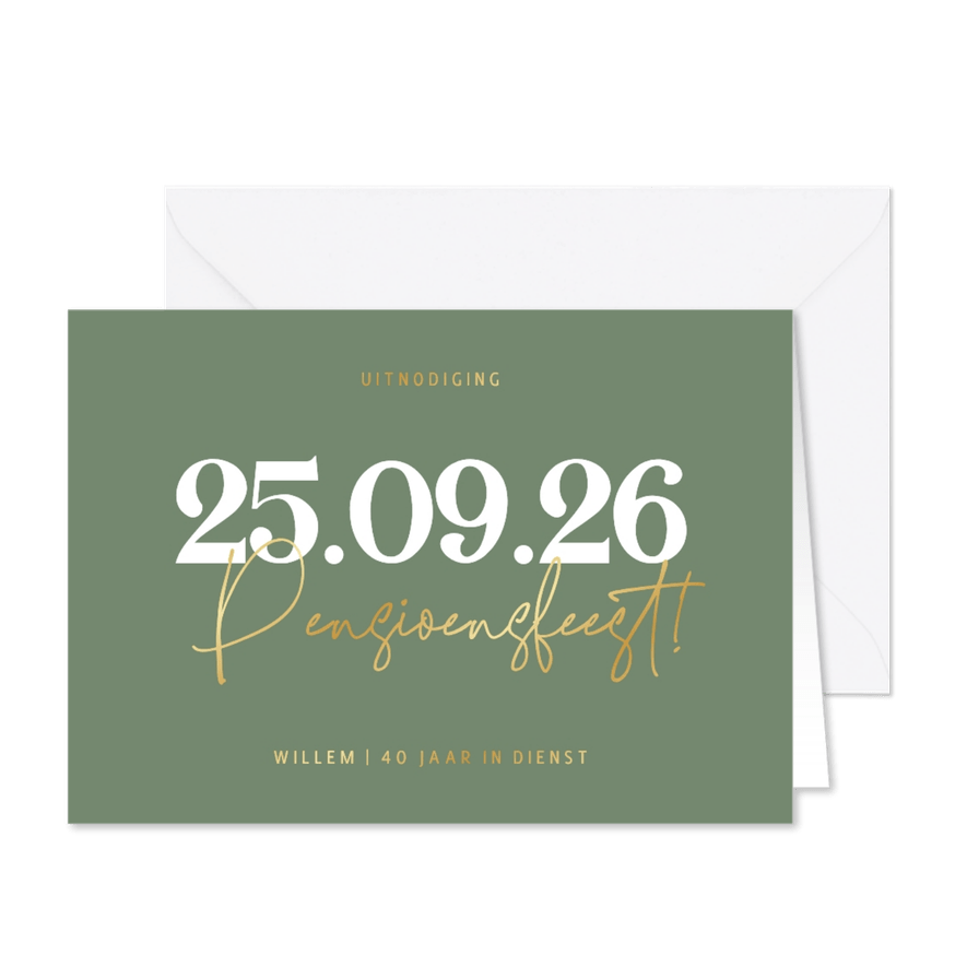 Uitnodiging jubileum 40 jaar in dienst grote datum - Kaartimpressie