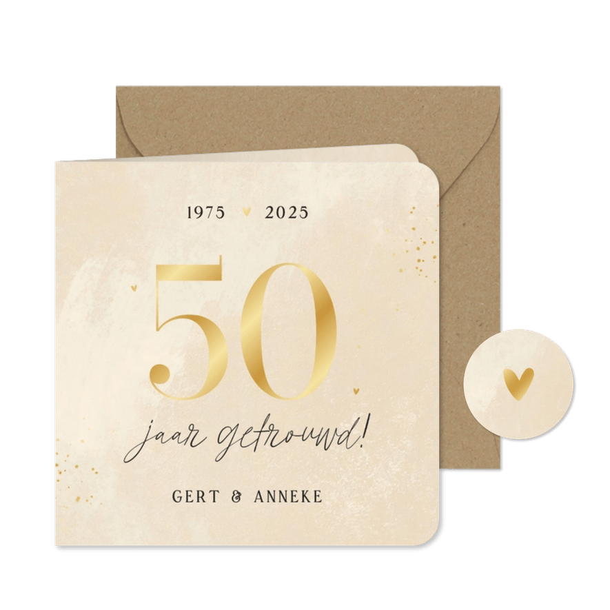Uitnodiging jubileum 50 jaar getrouwd steenlook goud - Kaartimpressie