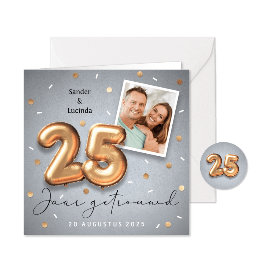 Uitnodiging jubileum ballonnen 25 jaar - Kaartimpressie
