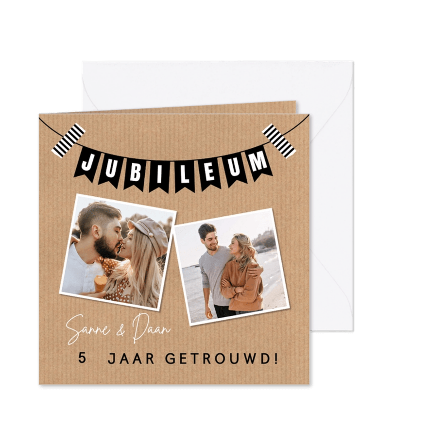 Uitnodiging jubileum foto kraftlook 5 jaar getrouwd - Kaartimpressie