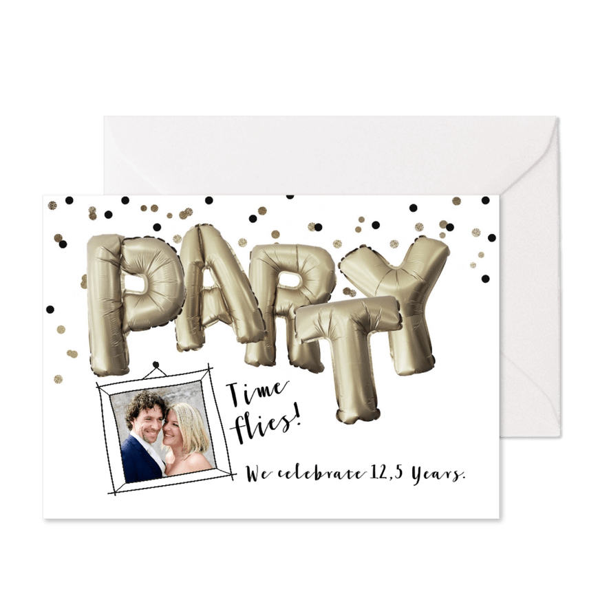 Uitnodiging jubileum huwelijk party folie ballon illustratie - Kaartimpressie