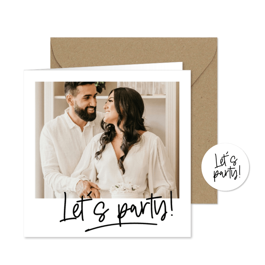 Uitnodiging jubileum let's party! fotokader met grote foto - Kaartimpressie