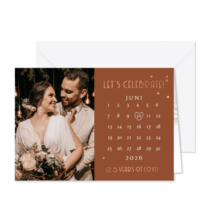 Uitnodiging jubileum save the date koperen huwelijk foto - Kaartimpressie