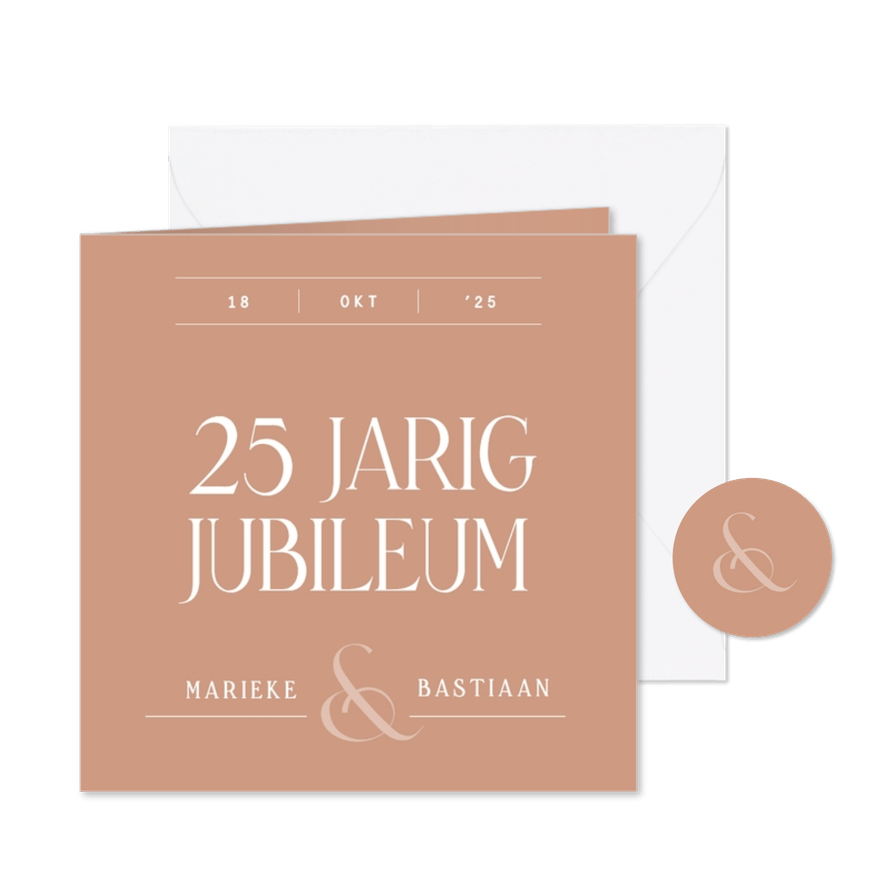 Uitnodiging jubileum typografisch klassiek terra - Kaartimpressie