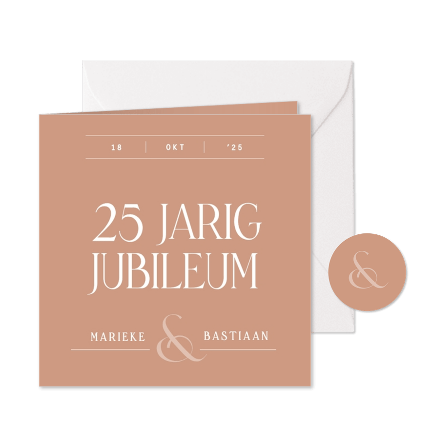 Uitnodiging jubileum typografisch klassiek terra - Kaartimpressie