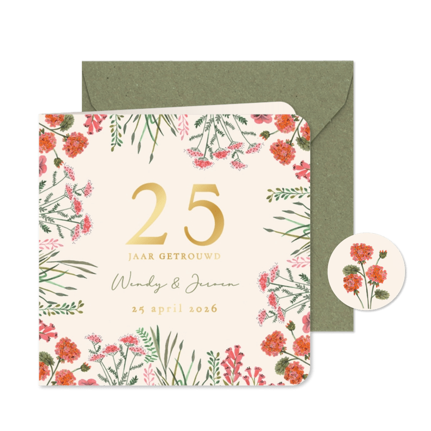Uitnodiging jubileum veldbloemen - Kaartimpressie