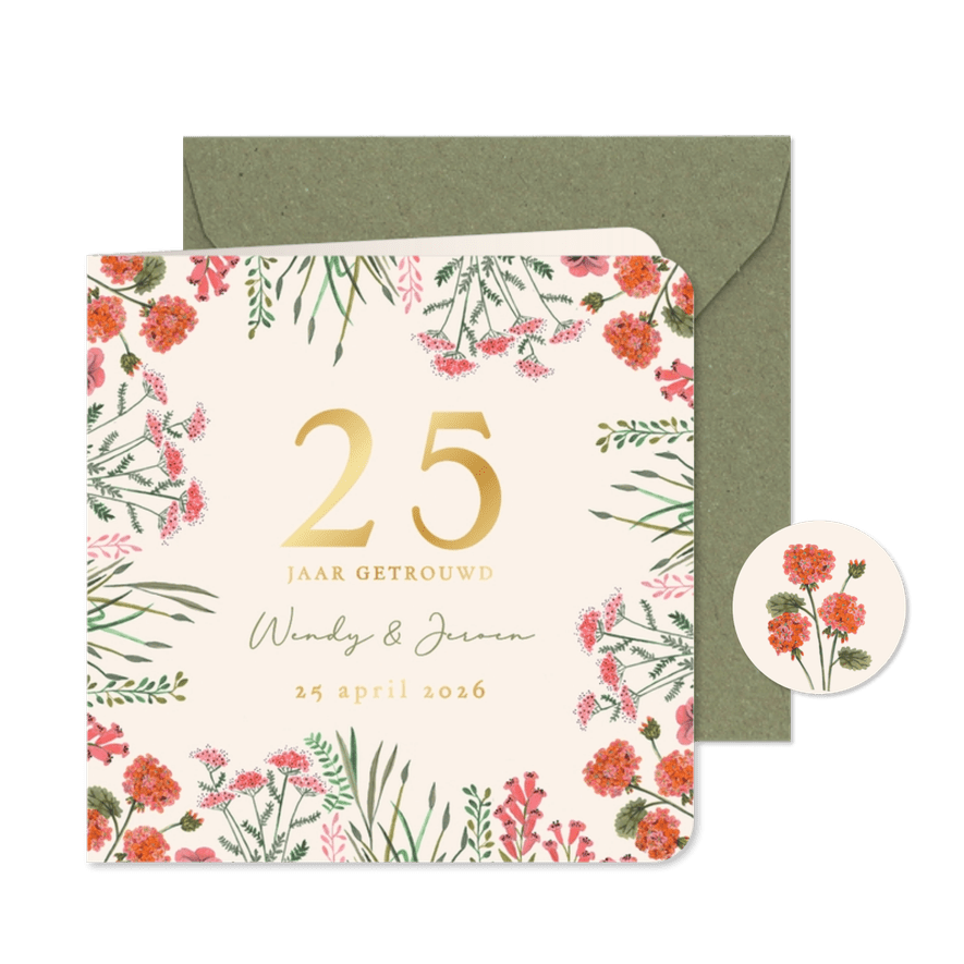 Uitnodiging jubileum veldbloemen - Kaartimpressie