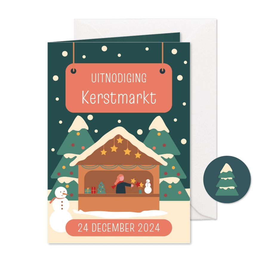 Uitnodiging kerstmarkt zakelijk - Kaartimpressie