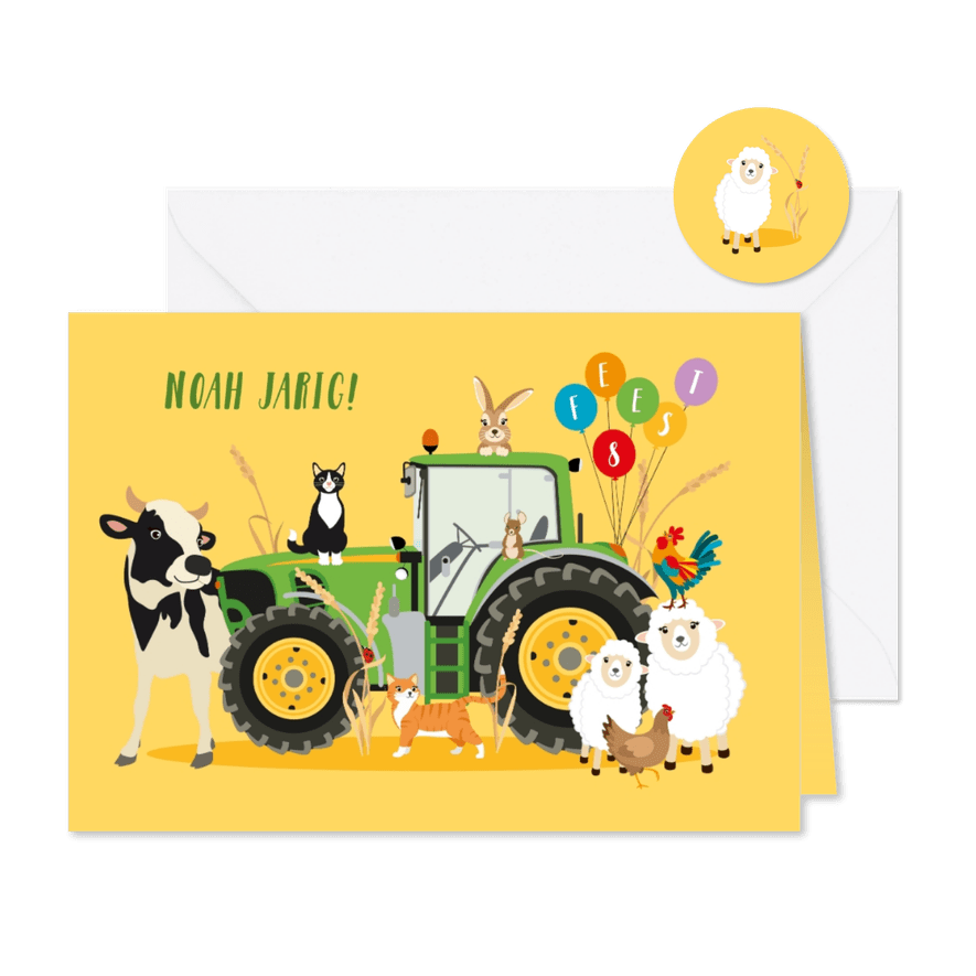 Uitnodiging kinderfeest boerderij dieren - Kaartimpressie