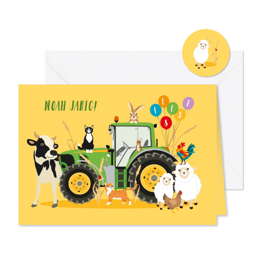 Uitnodiging kinderfeest boerderij dieren - Kaartimpressie