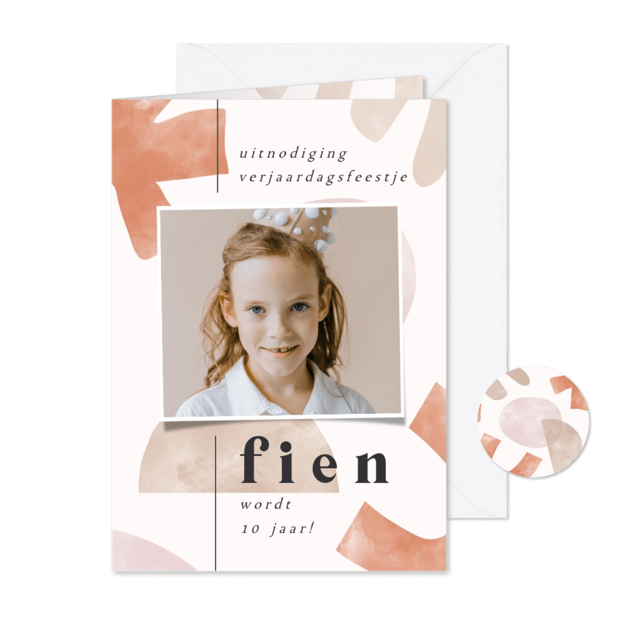 Uitnodiging kinderfeestje abstracte vormen natuurlijk - Kaartimpressie