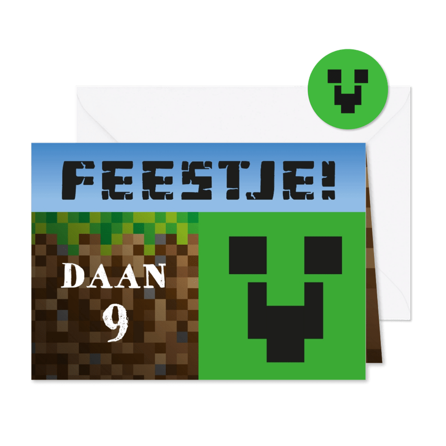 Uitnodiging kinderfeestje bouwspel - Kaartimpressie