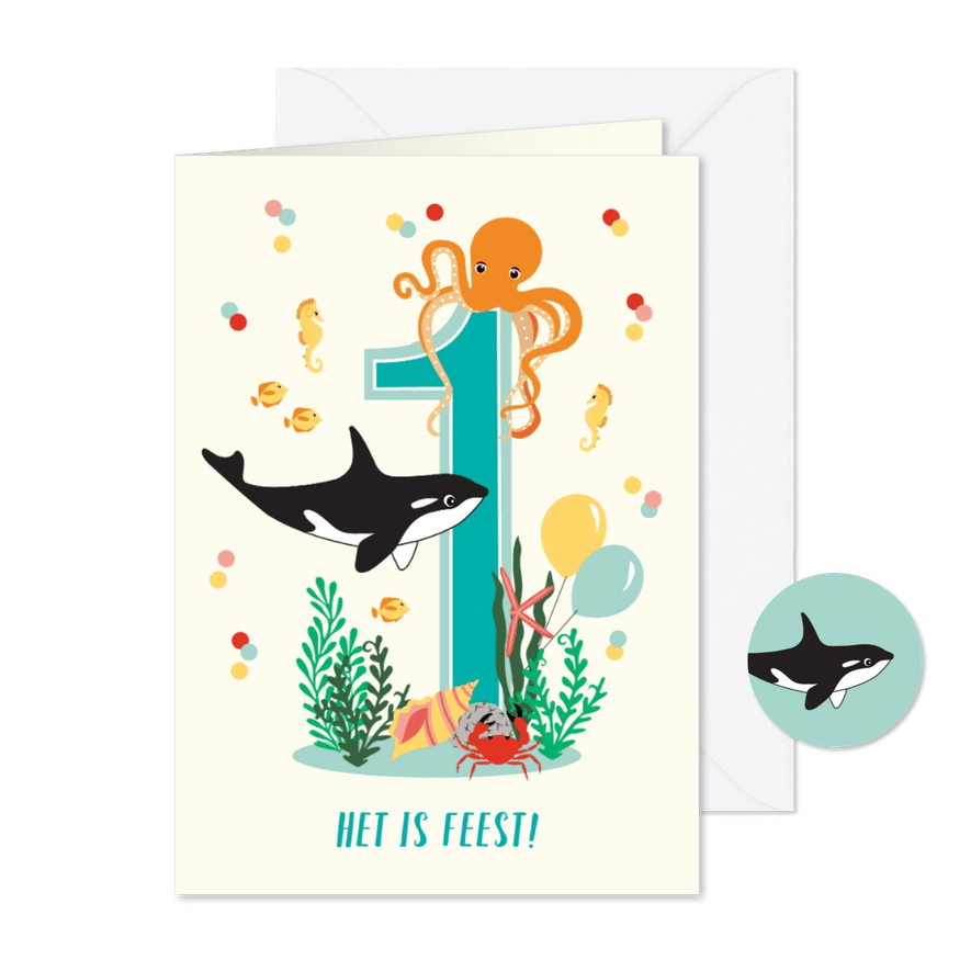 Uitnodiging kinderfeestje diep in de zee - Kaartimpressie