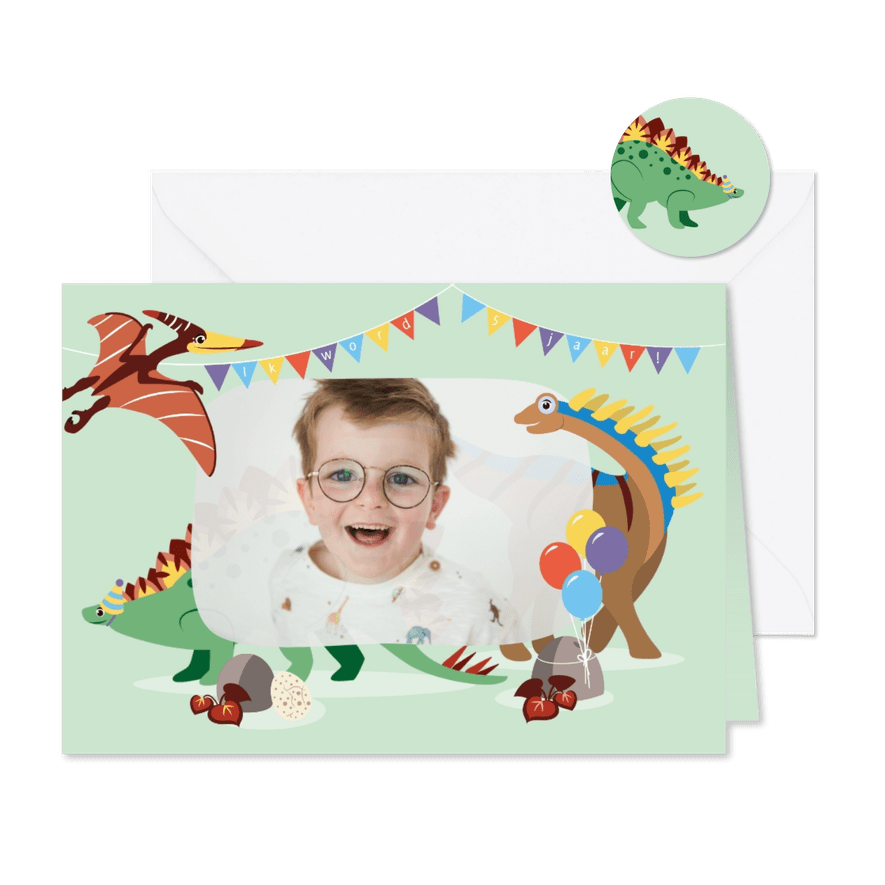 uitnodiging kinderfeestje dino jongen - Kaartimpressie