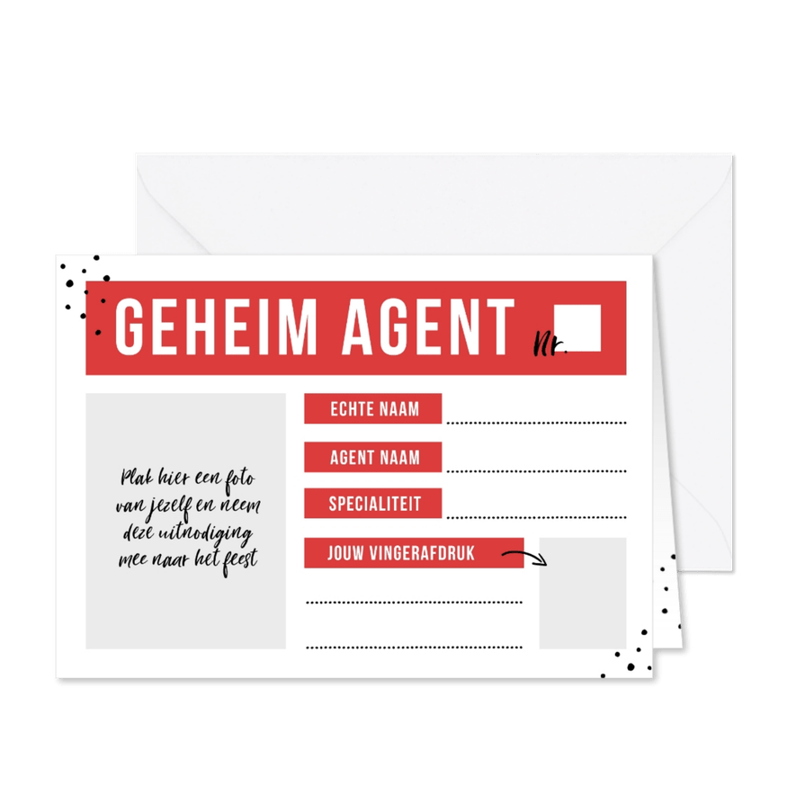 Uitnodiging kinderfeestje geheim agent spy mission - Kaartimpressie