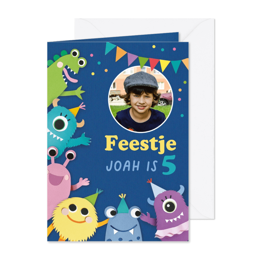 Uitnodiging kinderfeestje monsters - Kaartimpressie