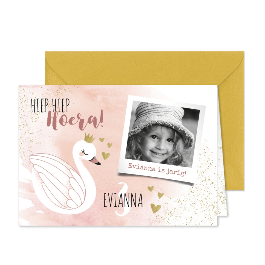 Uitnodiging Kinderfeestje Zwanen Prinsessenfeest - Kaartimpressie