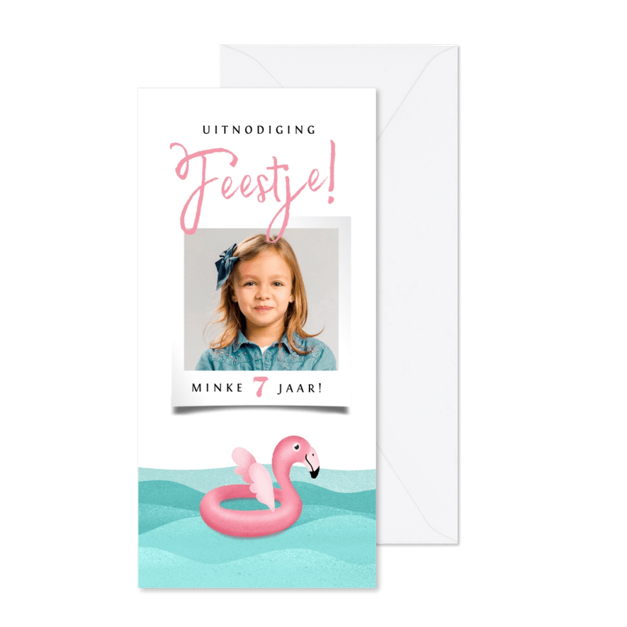 uitnodiging kinderfeestje zwemfeest zwemdiploma verjaardag - Kaartimpressie