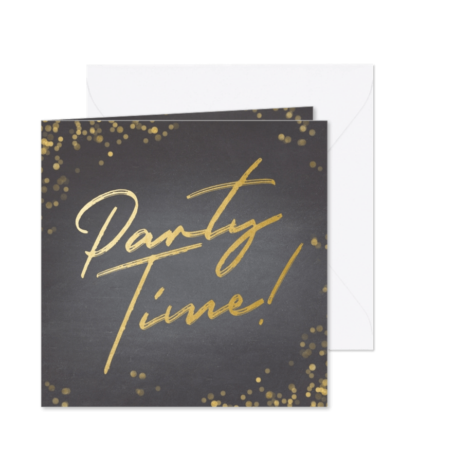 Uitnodiging krijtbord Party Time! - Kaartimpressie