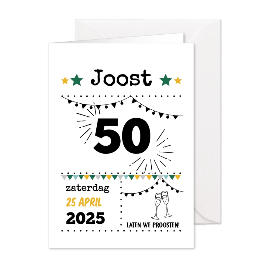 Uitnodiging laten we proosten zwart wit - Kaartimpressie