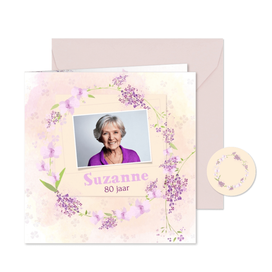 Uitnodiging leeftijd orchidee en seringen - Kaartimpressie