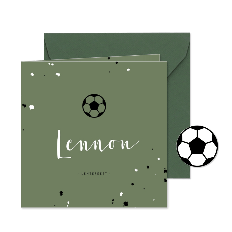 Uitnodiging lentefeest voetbal met spetters - Kaartimpressie