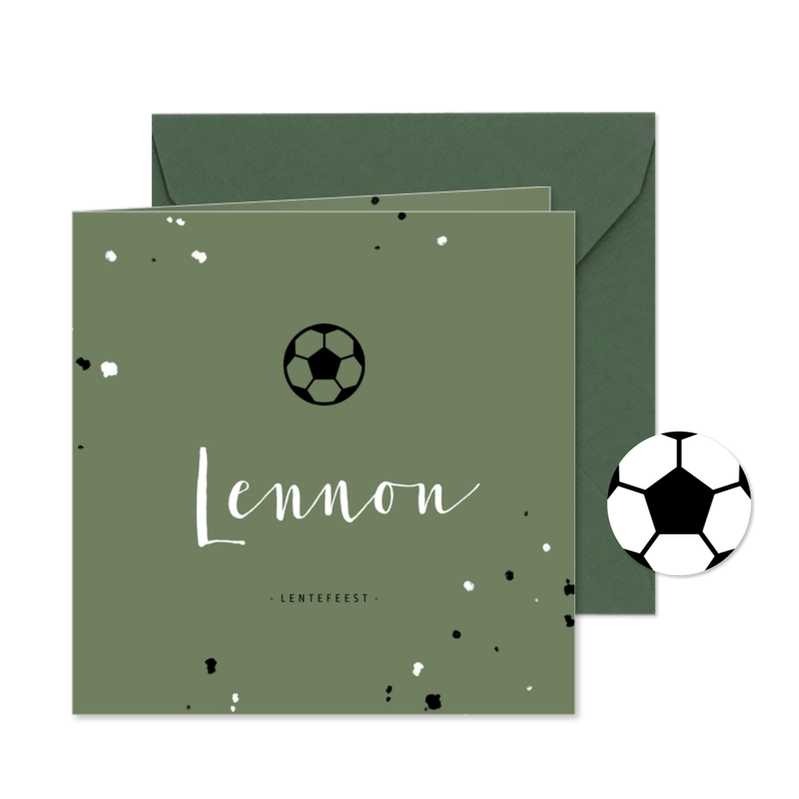 Uitnodiging lentefeest voetbal met spetters - Kaartimpressie