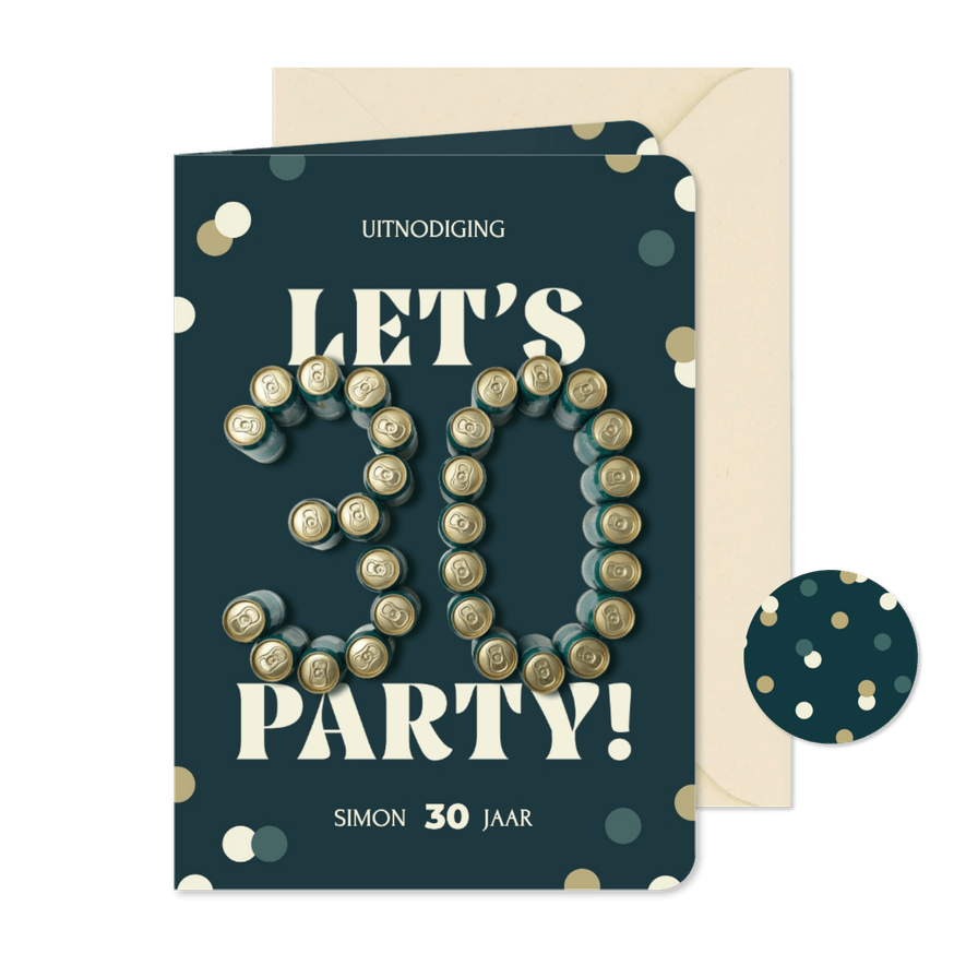 Uitnodiging let's party 30 jaar in bierblikjes  - Kaartimpressie