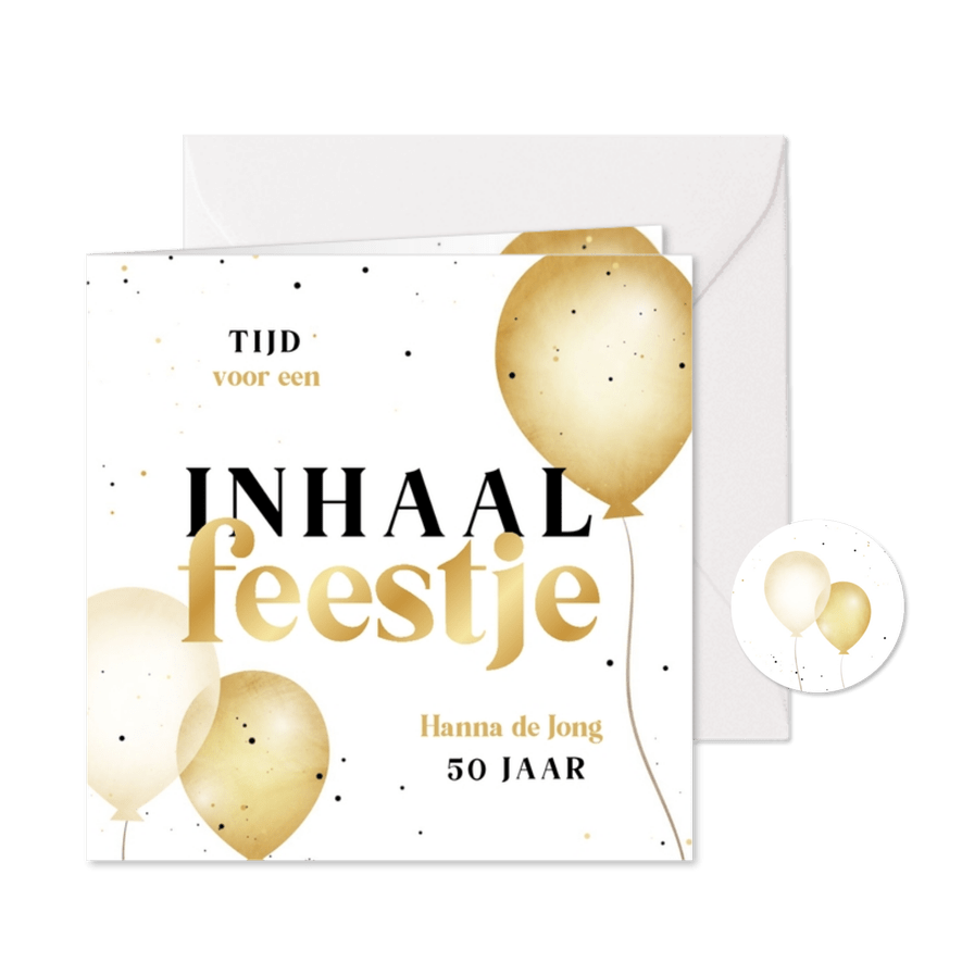 Uitnodiging met ballonnen inhaalfeestje - Kaartimpressie