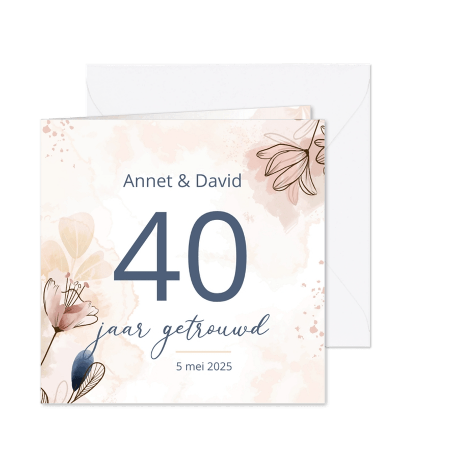 Uitnodiging met botanische elementen - Kaartimpressie