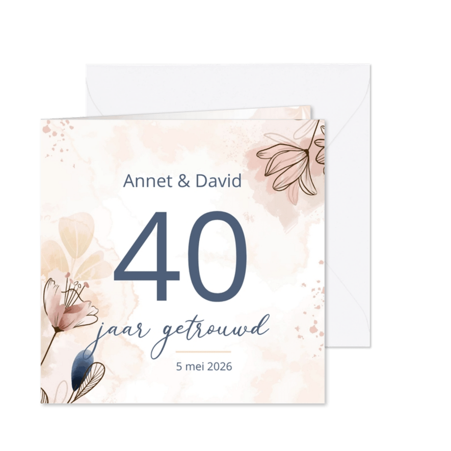 Uitnodiging met botanische elementen - Kaartimpressie