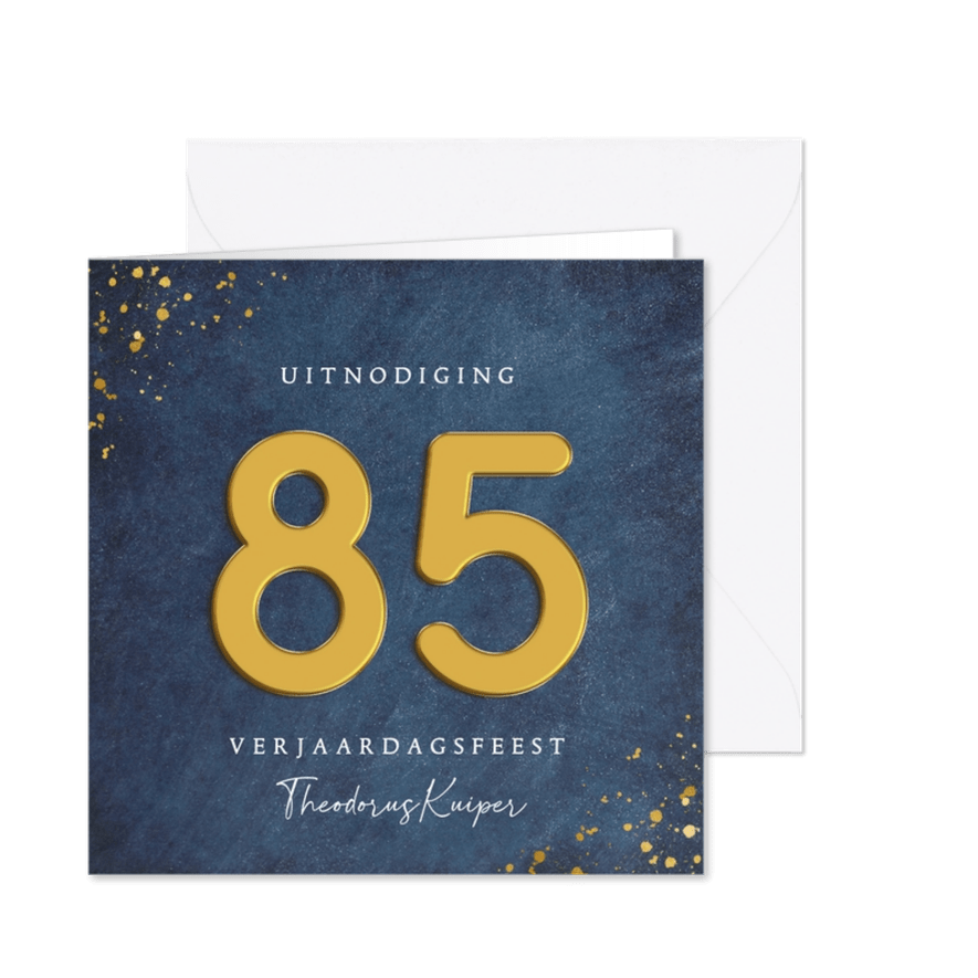 Uitnodiging met gouden leeftijd 85 jaar - Kaartimpressie