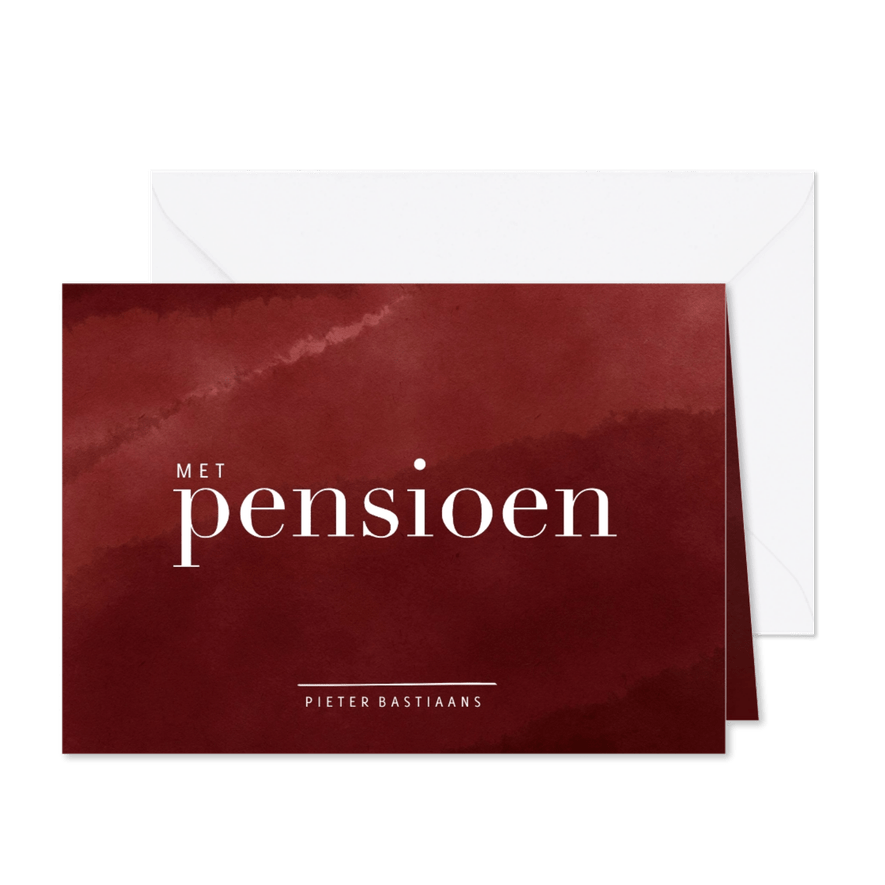 Uitnodiging met pensioen op bordeaux waterverf - Kaartimpressie