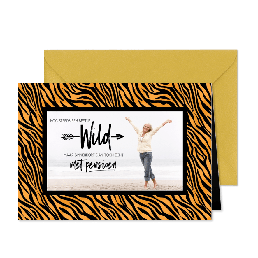 Uitnodiging met pensioen tijgerprint - Kaartimpressie